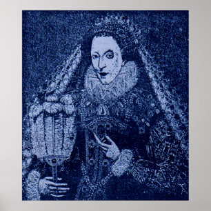 Poster Rainha Elizabeth I em azul