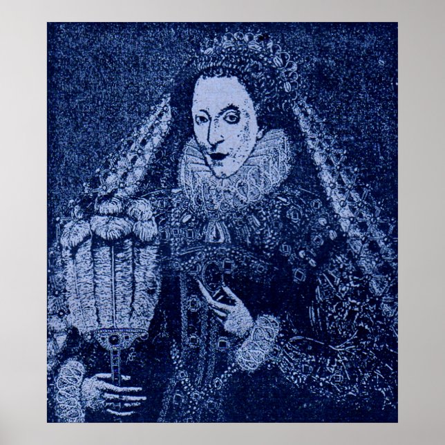 Poster Rainha Elizabeth I em azul (Frente)