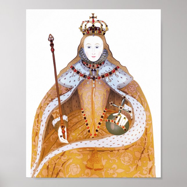 Poster Rainha Elizabeth I - ilustração histórica (Frente)