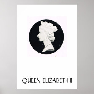 Pôster Rainha Elizabeth II, desenho do alivio