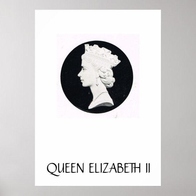 Pôster Rainha Elizabeth II, desenho do alivio (Frente)