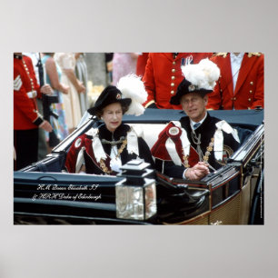 Pôster Rainha Elizabeth II & príncipe Philip 1986