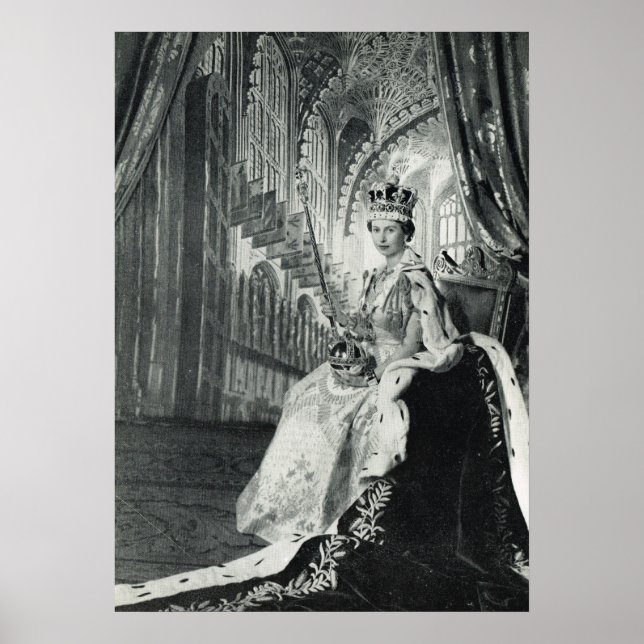 Poster Rainha Elizabeth II vestindo regalia (Frente)
