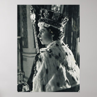Pôster Rainha Elizabeth II vestindo regalia