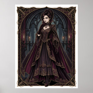 Poster Rainha Gótica Elegante Arte Sombria Vitoriana - Fa