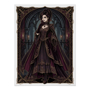 Pôster Rainha Gótica Elegante Arte Sombria Vitoriana - Fa