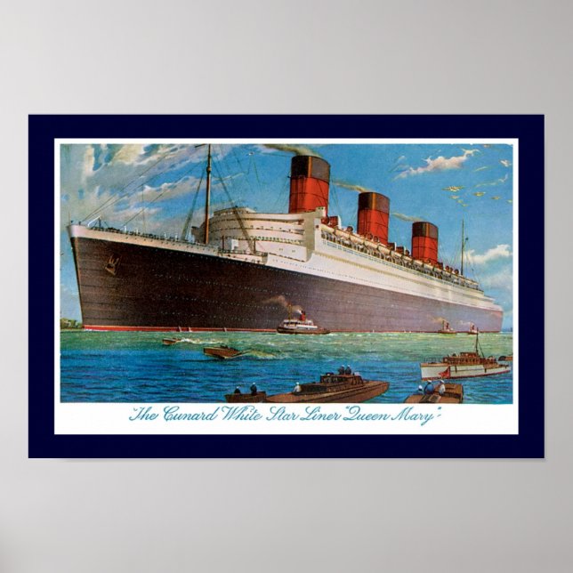 Poster Rainha Mary da Cunard White Star Line (Frente)