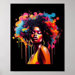 Poster rainha negra afro melanina derramando juneteenth a