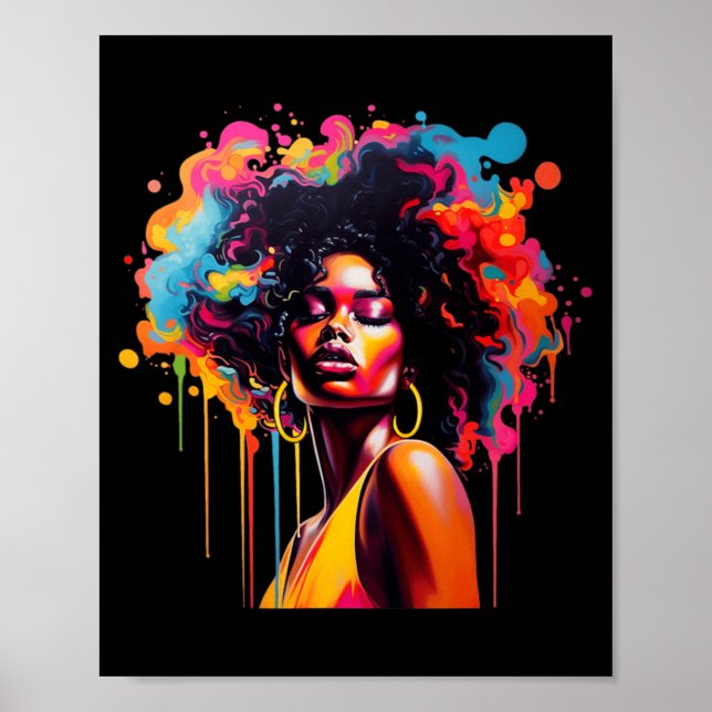 Poster rainha negra afro melanina derramando juneteenth a (Frente)