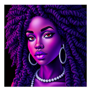 Pôster Rainha Negra Melanina Afrocentrada Irmã Tranças Lo
