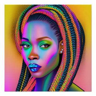 Pôster Rainha Negra melanina Bela Americana Sista