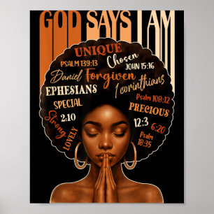 Poster Rainha Negra Menina Mulher Deus Diz Eu Sou Hist Me