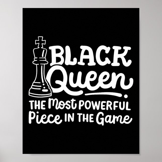 Poster Rainha Negra Peça Mais Poderosa Xadrez Afro Americ (Frente)