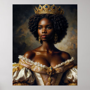 Poster Rainha Negra Vestindo Arte Coroa