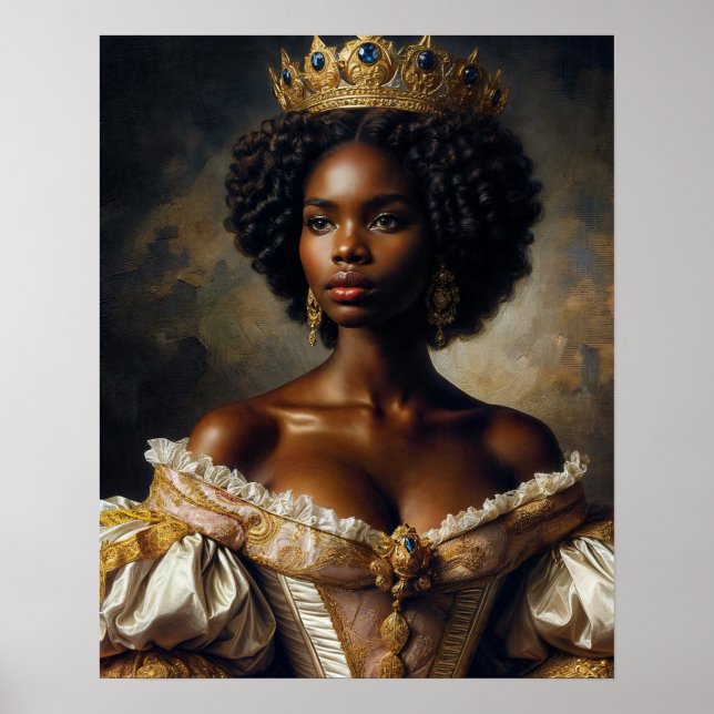 Poster Rainha Negra Vestindo Arte Coroa (Frente)