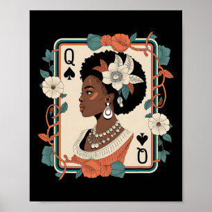 Poster Rainha Preta Carta de Pôquer Mês da História Afro-