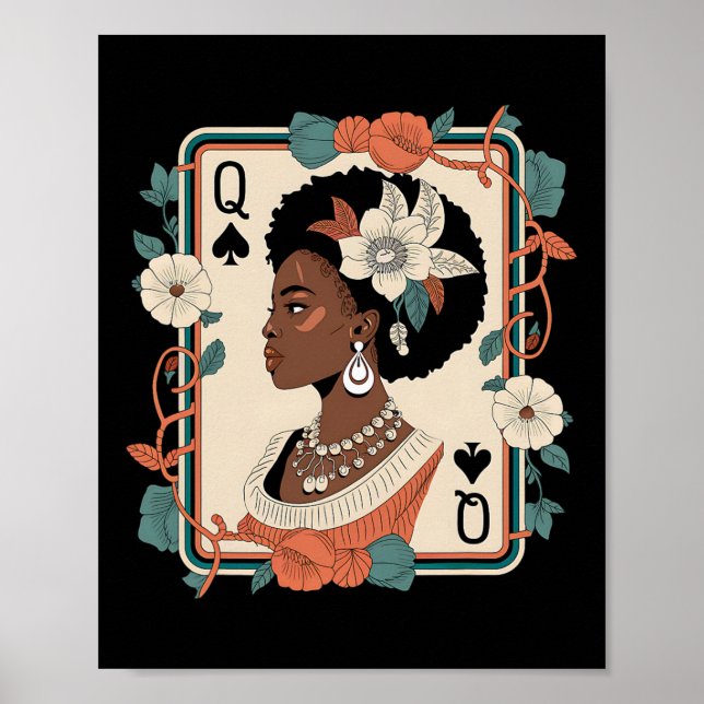 Poster Rainha Preta Carta de Pôquer Mês da História Afro- (Frente)
