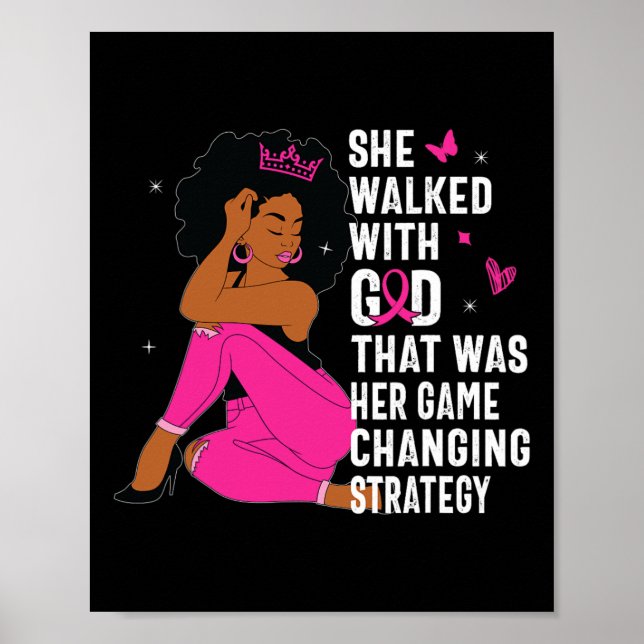 Poster Rainha Rosa Fita Mês de consciência do câncer de m (Frente)