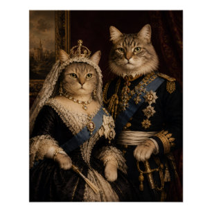 Pôster Rainha Vitória e Gatos do Príncipe Alberto Retrato