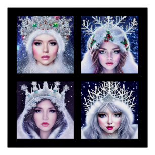 Pôster Rainhas da Neve Terra de Encantados de Inverno