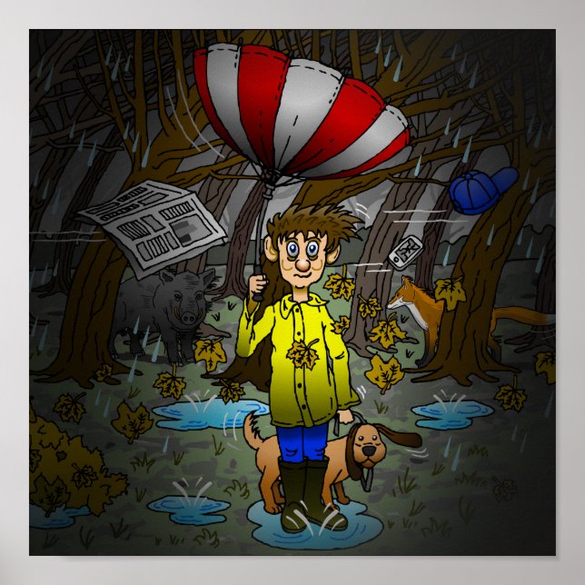 Poster Rainy and Windy Autumn (Frente)