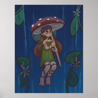 Poster Rainy Day Mushroom Fairy