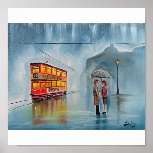 POSTER RAINY DAY UMBRELLA ROMANTIC CASAL TRAM (Frente)