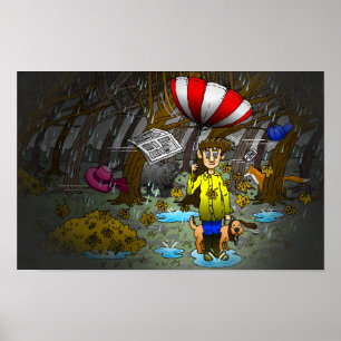 Poster Rainy e Windy no outono