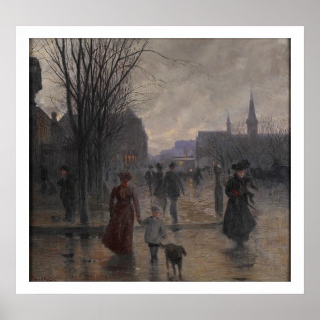 Poster Rainy Evening na Avenida Hennepin, c.1902 (Frente)