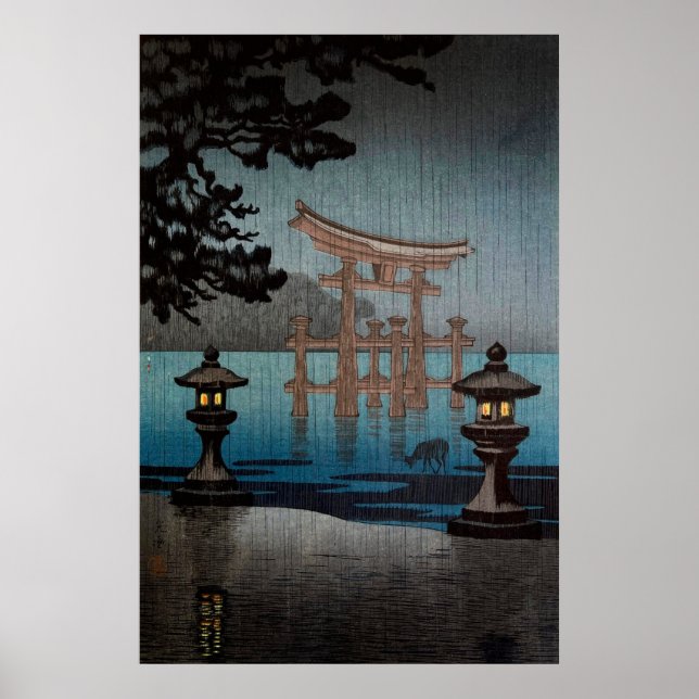 Poster Rainy Miyajima by Tsuchiya Koitsu (Frente)