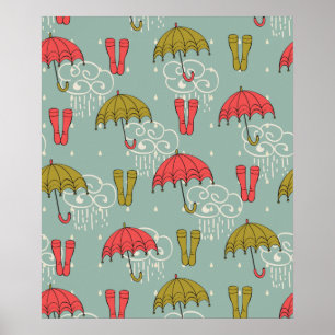 Pôster Rainy Season Umbrella Design