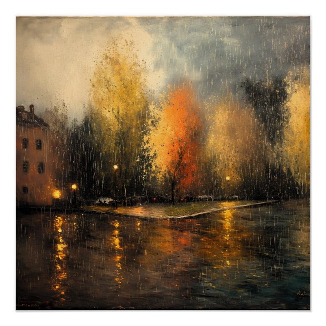 Pôster Rainy town abstrato Ai art (Frente)