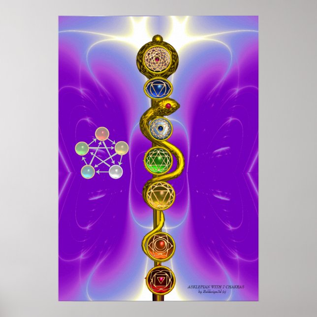 PÔSTER RAIO DE ASCLEPIUS 7 CHAKRAS,YOGA, ENERGIA ESPIRITU (Frente)