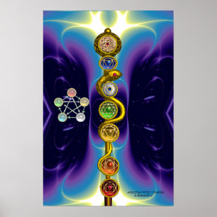 PÔSTER RAIO DE ASCLEPIUS 7 CHAKRAS,YOGA, ENERGIA ESPIRITU