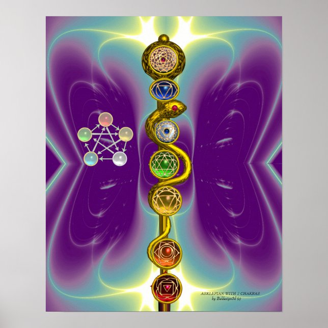 PÔSTER RAIO DE ASCLEPIUS 7 CHAKRAS,YOGA, ENERGIA ESPIRITU (Frente)