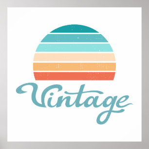 Poster Raio de Sol Retroativo+Script de Vintagem Distante