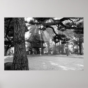 Poster Raios de luz solar na Porta do Templo Japonês