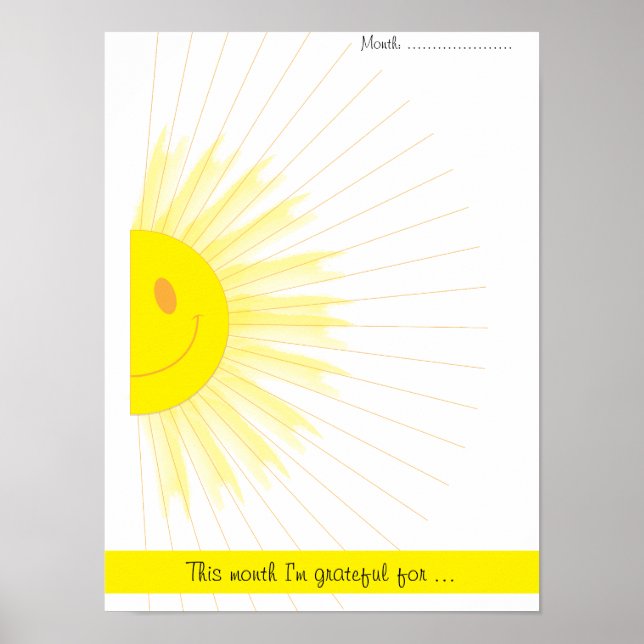 Poster Raios de Sol de Gratidão Mensal Mindfulness (Frente)