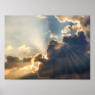 Poster Raios de Sol Dourados Através de Nuvens Escuras -