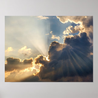 Poster Raios de Sol Dourados Através de Nuvens Escuras -