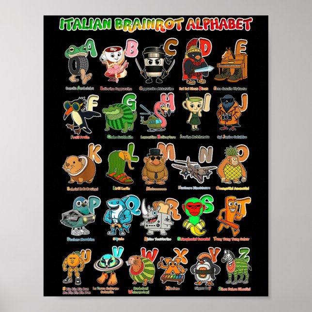 Poster Raiz Cérebro Italiana Brainrot Memes Funny Italian (Frente)