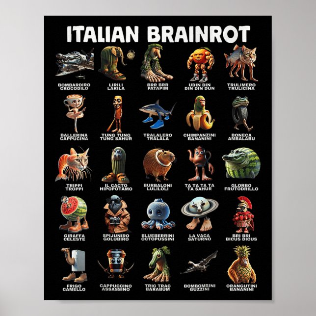 Poster Raiz Cérebro Italiana Brainrot Memes Funny Italian (Frente)