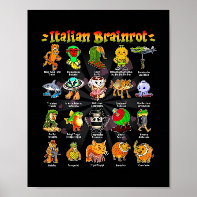 Poster Raiz Cérebro Italiana Brainrot Memes Funny Italian (Frente)