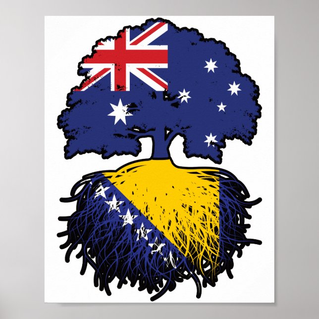 Poster Raízes de Árvore Australiana da Bósnia e da Austrá (Frente)