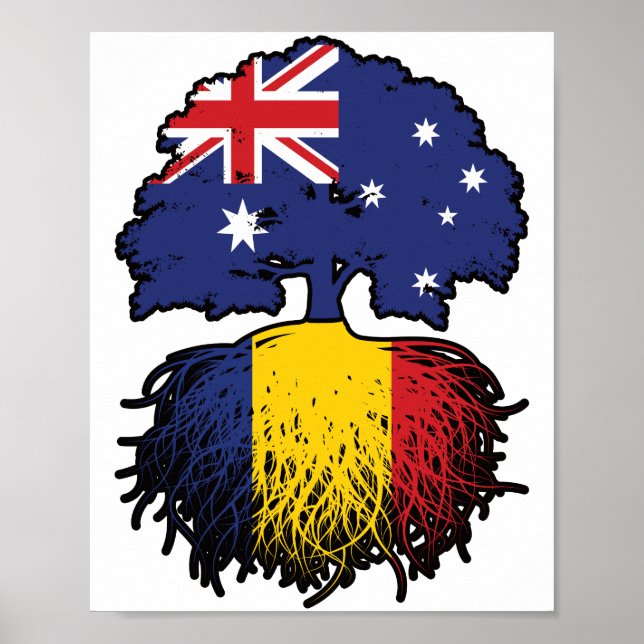 Poster Raízes de Árvore Romenas da Austrália Australiana (Frente)