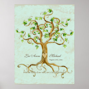 Pôster Raízes de Árvore Suave Moderna Rota Folha de Perga