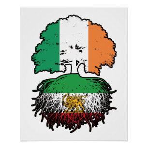 Pôster Raízes Iranianas Crescidas Irlandesas Leão e Sol