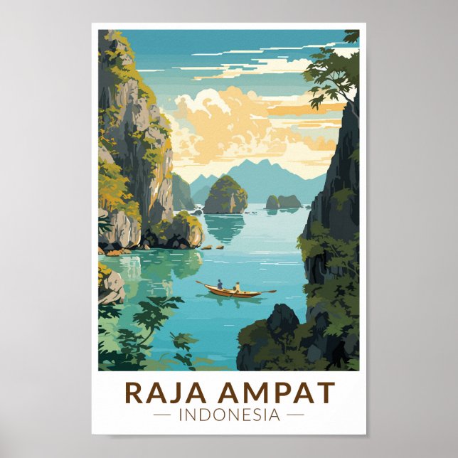 Poster Raja Ampat Indonesia Viagem Art Vintage (Frente)