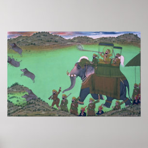 Pôster Raja Sarup Singh de Udaipur, em uma caça do varr