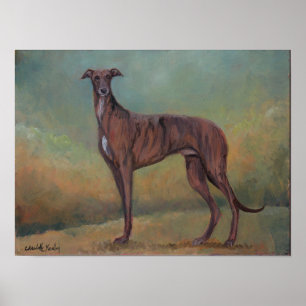 Poster rajado da arte do cão do galgo
